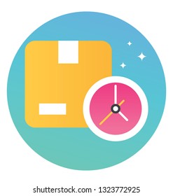 Delivery on time icon in flat design 