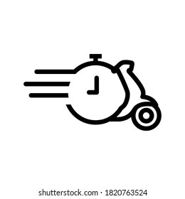 Delivery on time icon, motorcycle and time icon. Design template vector