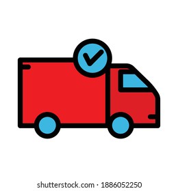 Delivery on time lineal color icon. truck icon with checklist. simple design editable. Design template vector