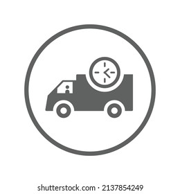 Delivery, on time shipping icon. Gray vector graphics.
