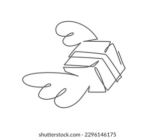 Delivery One line drawing on white background
