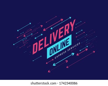 Delivery online design background with arrows. Vector illustration