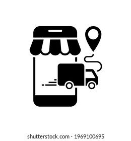 Delivery of online orders from mobile phone icon