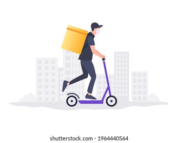Delivery. Online delivery service. Scooter courier. Online order tracking. Delivery home and office. Vector illustration