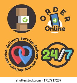 Delivery Online Shopping Related Vector Illustrations Designs.