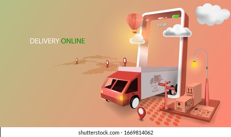 Delivery online tracking concept with smartphone,
