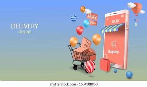 Delivery online tracking  concept with smartphone.