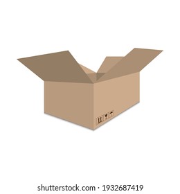 Delivery Open Box Isolated On White Background. Vector Illustration