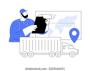 Delivery order abstract concept vector illustration. Person looks at instruction that allows clearance of the goods for transportation, export business, third-party logistics abstract metaphor.