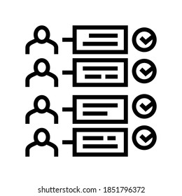 vector de icono de línea de informe de cliente de orden de entrega. firma de informe de cliente de pedido de entrega. símbolo de contorno aislado ilustración negra