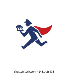 delivery order logo design with a mix of people running and flying robes to symbolize the speed of delivery. can be used as symbols, brand identity, company logo, icons, or others.