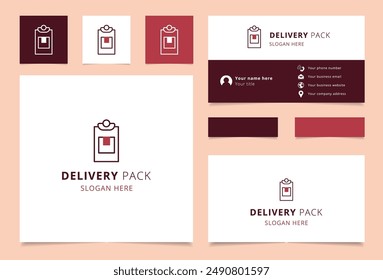 Delivery pack logo design featuring a clipboard holding a package