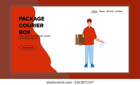 delivery package courier box vector. cardboard product, shipping pack, gift render delivery package courier box web flat cartoon illustration
