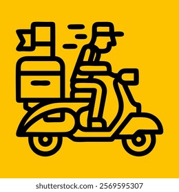 delivery package icon on yellow editable background