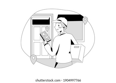 Concepto de ilustración del paquete de entrega. Ilustración plana aislada en fondo blanco.