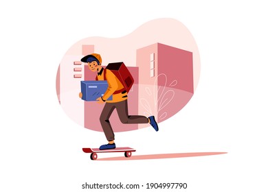 Concepto de ilustración del paquete de entrega. Ilustración plana aislada en fondo blanco.