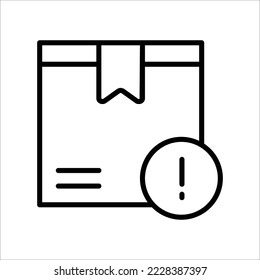Estilo de contorno de icono de información del paquete de entrega con trazo editable. Ilustración vectorial 