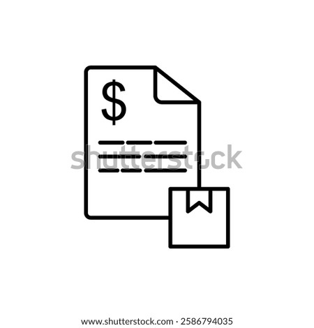 delivery package invoice icon, simple flat style, symbol vector illustration sign logo template pictogram, for ui or ux isolated on white for mobile app, editable