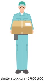 Delivery of a package. A man with a smile.