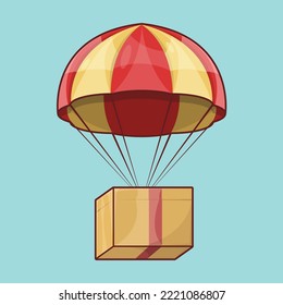 Delivery Package on Parachute. Falling Box Illustration