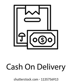 
Delivery package placed along a dollar money
