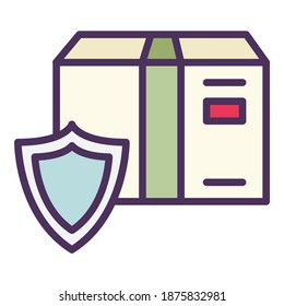 Icono Plano De Protección De Paquete De Entrega Aislado En Fondo Blanco