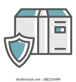 Icono Plano De Protección De Paquete De Entrega Aislado En Fondo Blanco