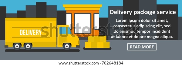 Delivery package service banner horizontal concept.\
Flat illustration of delivery package service banner horizontal\
vector concept for\
web