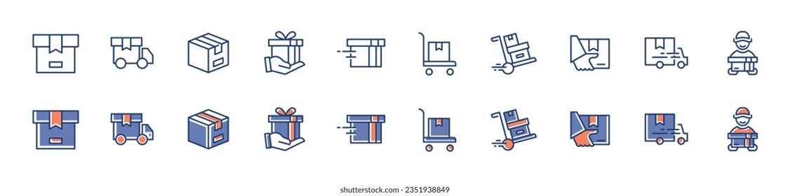 delivery package and shipment service icons set online shipping logistics and goods courier symbol vector for business web and app template design