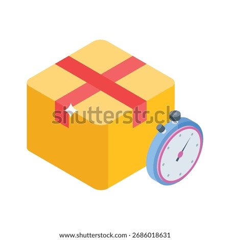 Delivery package with stopwatch concept icon of ontime delivery
