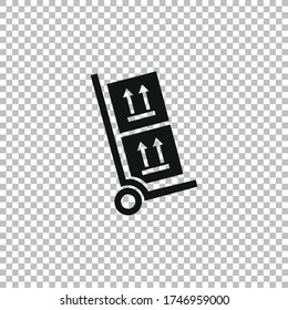 Delivery package trolley icon.Logistic handcart vector.Delivery and logistics illustration.Cardboard transportation symbol.