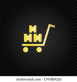 Delivery package trolley icon.Logistic handcart vector.Delivery and logistics illustration.Cardboard transportation symbol.