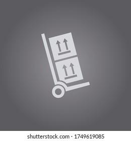 Delivery package trolley icon.Logistic handcart vector.Delivery and logistics illustration.Cardboard transportation symbol.