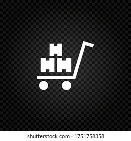 Delivery package trolley icon.Logistic handcart vector.Delivery and logistics illustration.Cardboard transportation symbol.