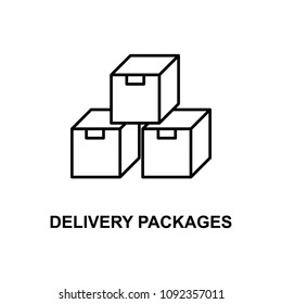 delivery packages icon. Element of simple web icon with name for mobile concept and web apps. Thin line delivery packages icon can be used for web and mobile on white background