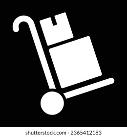 Delivery packages on a trolley flat icon isolate on black background vector illustration
