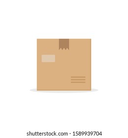 Delivery packaging box with fragile signs isolated on white background vector illustration.