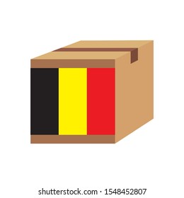 Delivery packaging brown box with Belgium flag,vector illustration