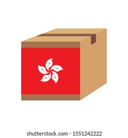 Delivery packaging brown box with Hong Kong flag,vector illustration