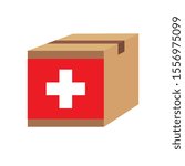 Delivery packaging brown box with Switzerland flag,vector illustration