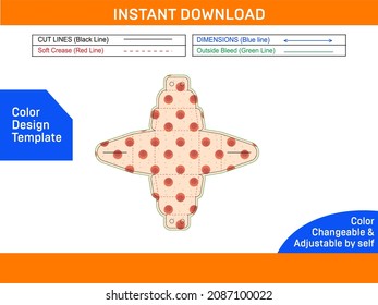 Delivery Packaging cake box with handle dieline template or die cut template and 3D vector file