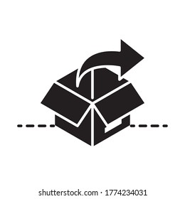 delivery packaging, cardboard box distribution, logistic shipment of goods vector illustration silhouette style icon