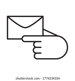 delivery packaging, courier mail send distribution, logistic shipment of goods vector illustration line style icon