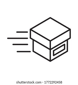 empaquetado de entrega, caja de cartón de velocidad distribución de carga servicio de ilustración de vector estilo de línea icono