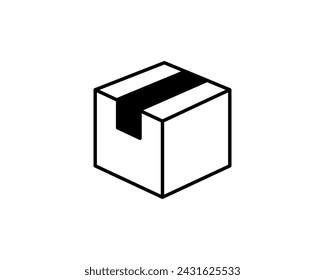 Delivery packaging vector icon. Cargo cardboard box icons. Carton package sign line geometric shapes.