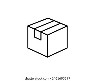 Delivery packaging vector icon. Cargo cardboard box icons. Carton package sign from line geometric shapes.