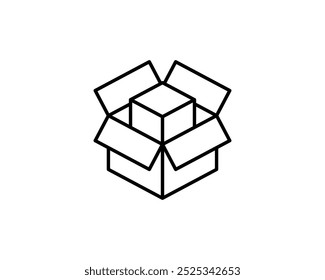 Delivery packaging vector icon. Cargo cardboard box icons. Carton package sign from line geometric shapes.