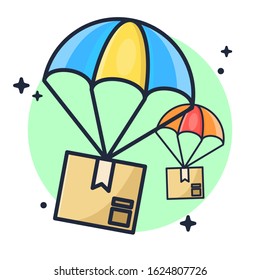 Delivery Packet with Parachute Premium Icon Vector Illustration