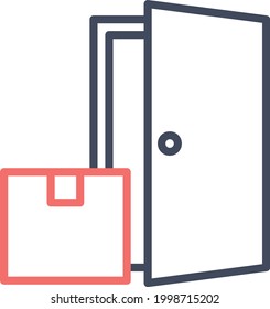 Entrega, paquete, a puerta, imagen del vector de icono recibido. También se puede usar para entregas y logística. Idóneo para aplicaciones web, aplicaciones móviles y medios impresos.