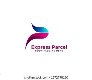 Delivery parcel logo design. Letter P with arrow